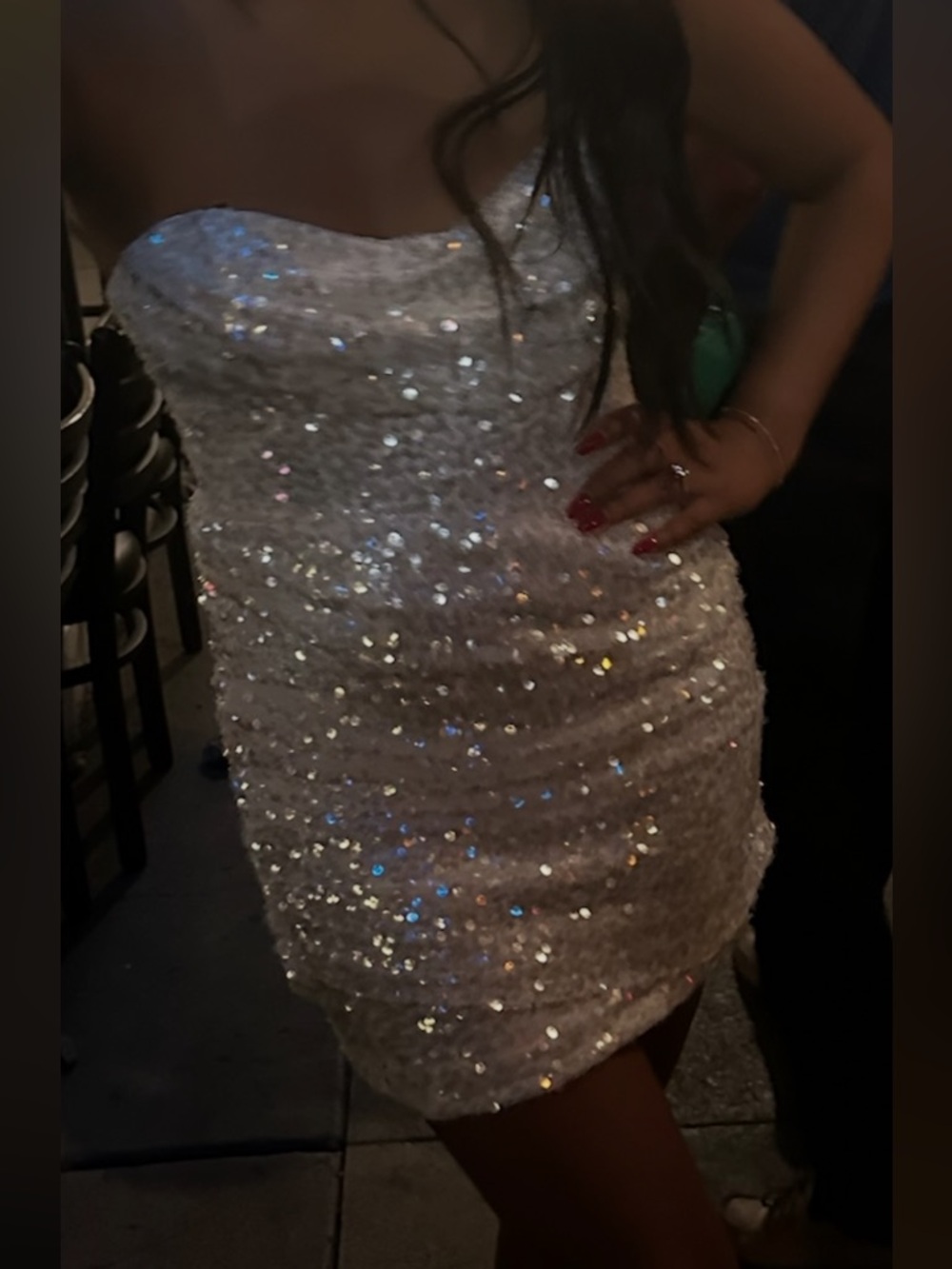 Meshki White Strapless Sequin Mini Dress - Picture 9 of 10